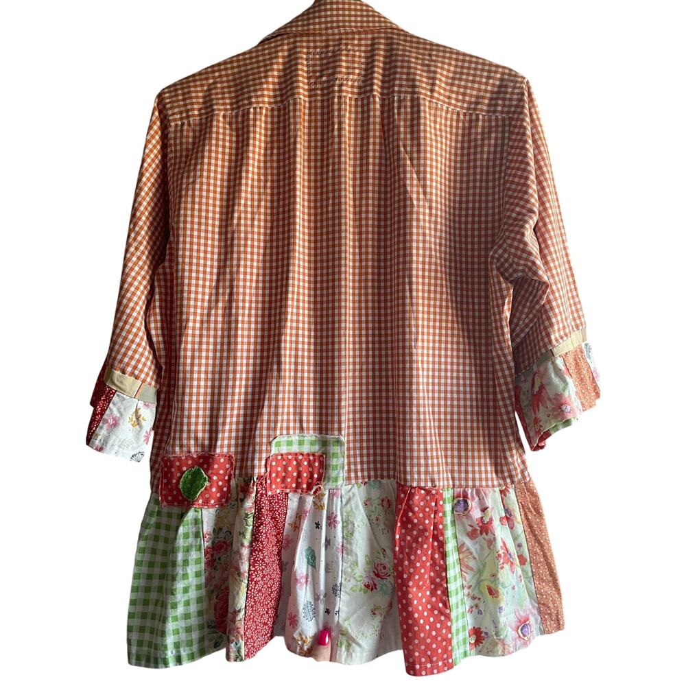 Handmade Gingham Ruffle Top Colorful Whimsy Size Large - Picture 2 of 8